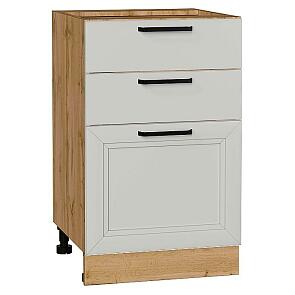 Шкаф нижний с 3-мя ящиками Нео Grey Silk/Дуб Вотан 816*500*480