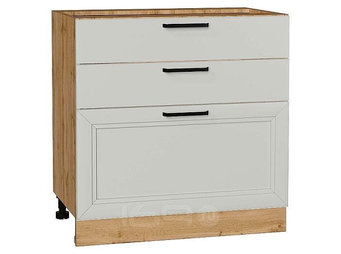 Шкаф нижний с 3-мя ящиками Нео Grey Silk/Дуб Вотан 816*800*480