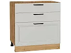 Шкаф нижний с 3-мя ящиками Нео Grey Silk/Дуб Вотан 816*800*480