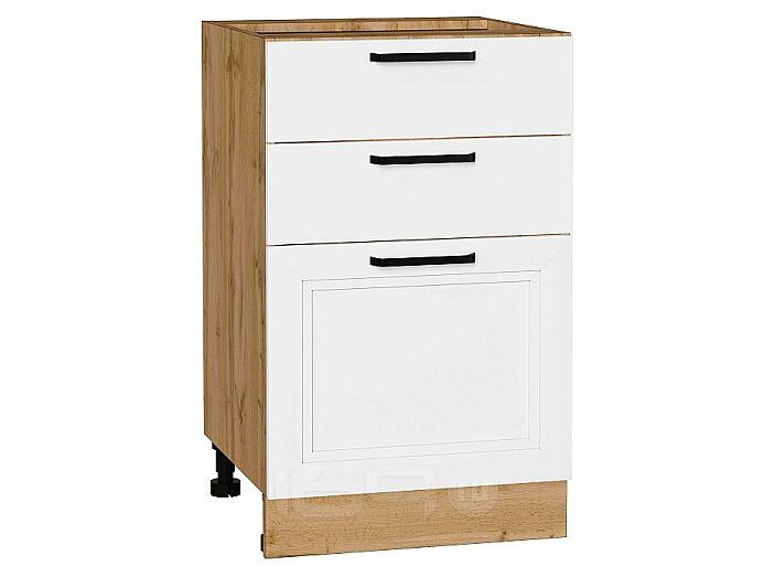 Шкаф нижний с 3-мя ящиками Нео White Silk/Дуб Вотан 816*500*480