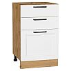 Шкаф нижний с 3-мя ящиками Нео White Silk/Дуб Вотан 816*500*480