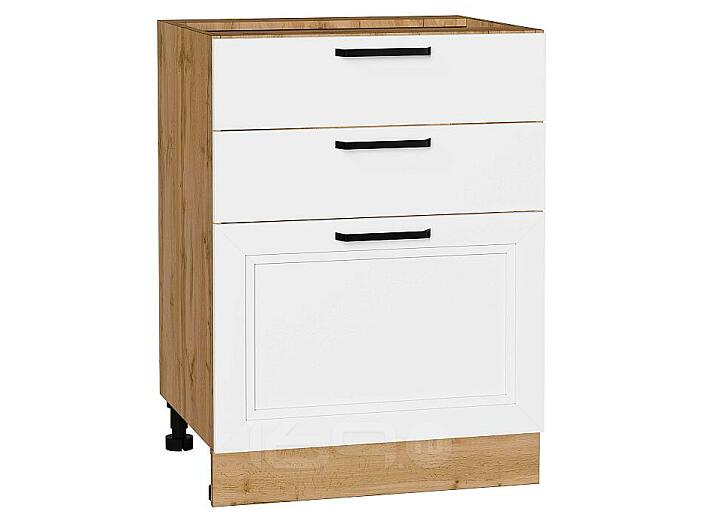 Шкаф нижний с 3-мя ящиками Нео White Silk/Дуб Вотан 816*600*480