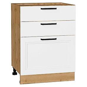Шкаф нижний с 3-мя ящиками Нео White Silk/Дуб Вотан 816*600*480