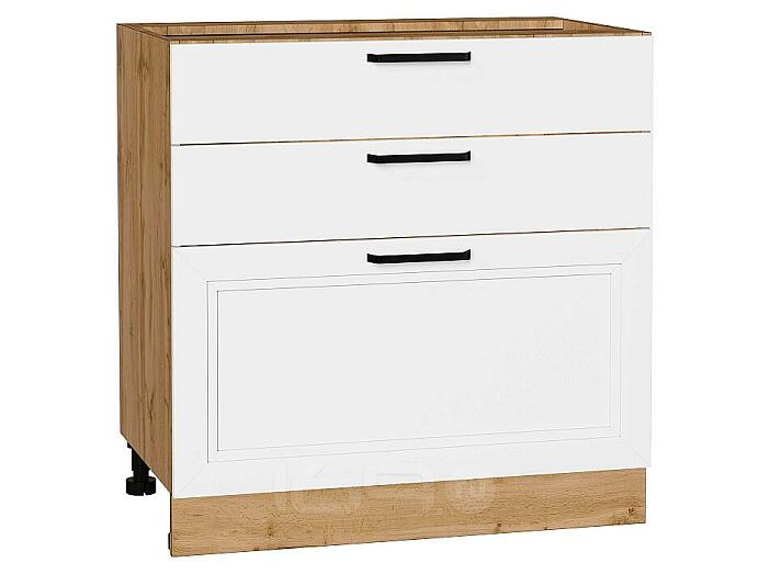 Шкаф нижний с 3-мя ящиками Нео White Silk/Дуб Вотан 816*800*480