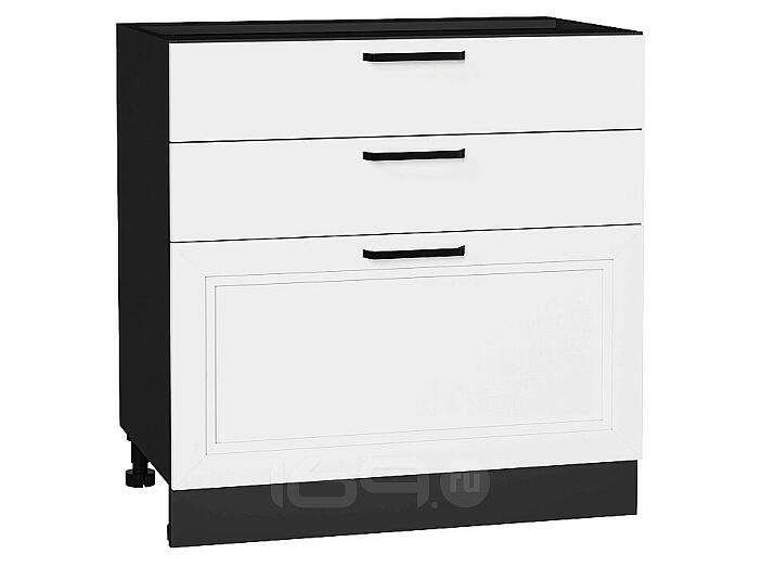 Шкаф нижний с 3-мя ящиками Нео White Silk/Graphite 816*800*480
