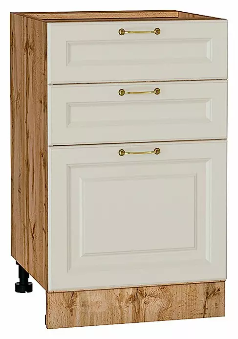 Шкаф нижний с 3-мя ящиками Ницца Агат/Дуб Вотан 816*500*478