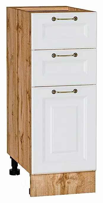 Шкаф нижний с 3-мя ящиками Ницца Белый/Дуб Вотан 816*300*478