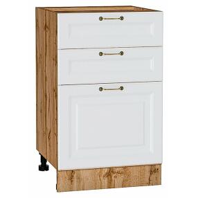Шкаф нижний с 3-мя ящиками Ницца Белый/Дуб Вотан 816*500*478