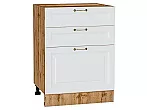 Шкаф нижний с 3-мя ящиками Ницца Белый/Дуб Вотан 816*600*480