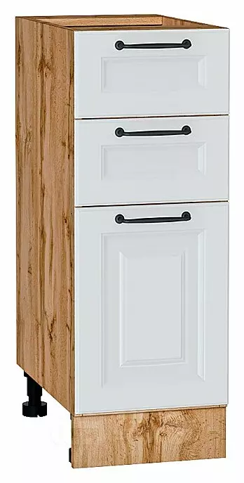 Шкаф нижний с 3-мя ящиками Ницца Blanco/Дуб Вотан 816*300*478