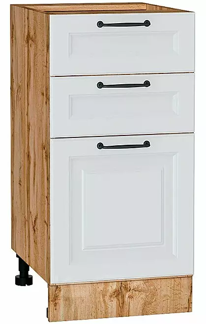 Шкаф нижний с 3-мя ящиками Ницца Blanco/Дуб Вотан 816*400*478