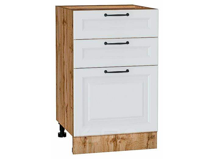 Шкаф нижний с 3-мя ящиками Ницца Blanco/Дуб Вотан 816*500*478