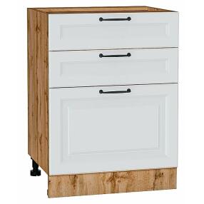 Шкаф нижний с 3-мя ящиками Ницца Blanco/Дуб Вотан 816*600*480
