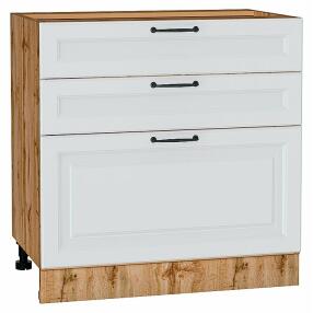 Шкаф нижний с 3-мя ящиками Ницца Blanco/Дуб Вотан 816*800*478