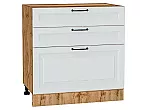Шкаф нижний с 3-мя ящиками Ницца Blanco/Дуб Вотан 816*800*478