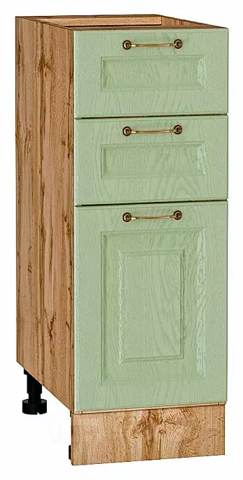 Шкаф нижний с 3-мя ящиками Ницца Дуб оливковый/Дуб Вотан 816*300*478