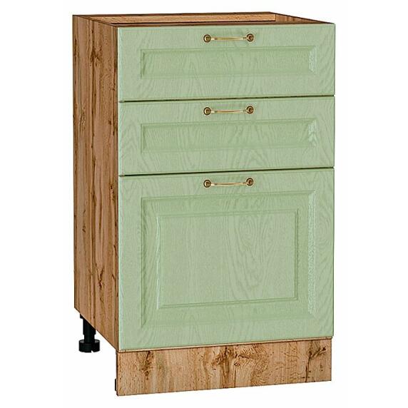 Шкаф нижний с 3-мя ящиками Ницца Дуб оливковый/Дуб Вотан 816*500*478
