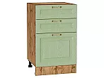 Шкаф нижний с 3-мя ящиками Ницца Дуб оливковый/Дуб Вотан 816*500*478
