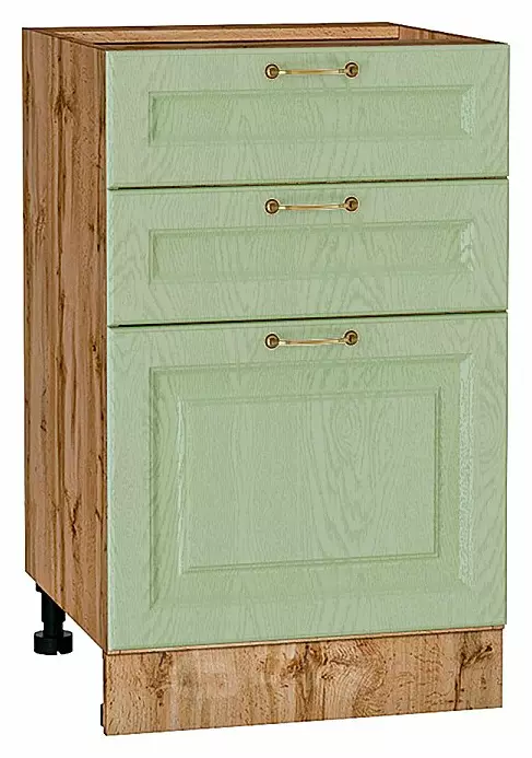 Шкаф нижний с 3-мя ящиками Ницца Дуб оливковый/Дуб Вотан 816*500*478