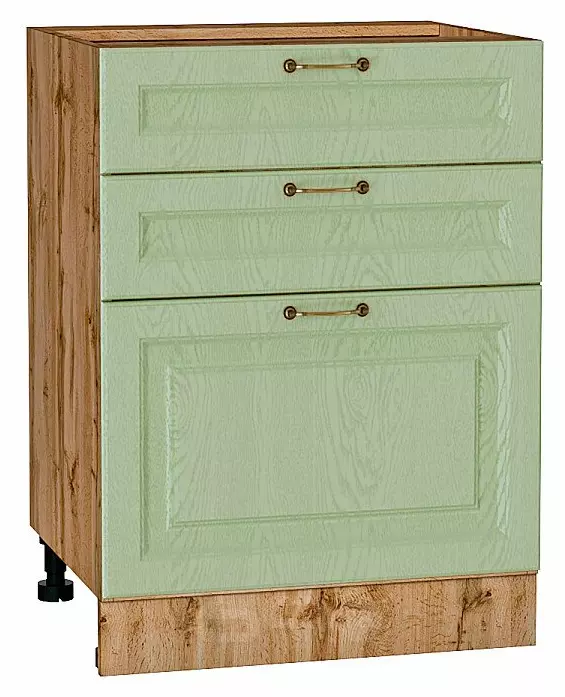 Шкаф нижний с 3-мя ящиками Ницца Дуб оливковый/Дуб Вотан 816*600*480