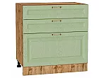 Шкаф нижний с 3-мя ящиками Ницца Дуб оливковый/Дуб Вотан 816*800*478