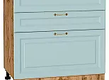 Шкаф нижний с 3-мя ящиками Ницца Голубой/Дуб Вотан 816*800*478