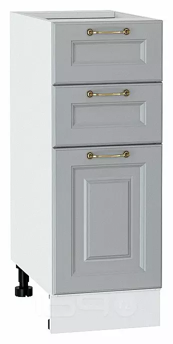 Шкаф нижний с 3-мя ящиками Ницца Графит/Белый 816*300*478