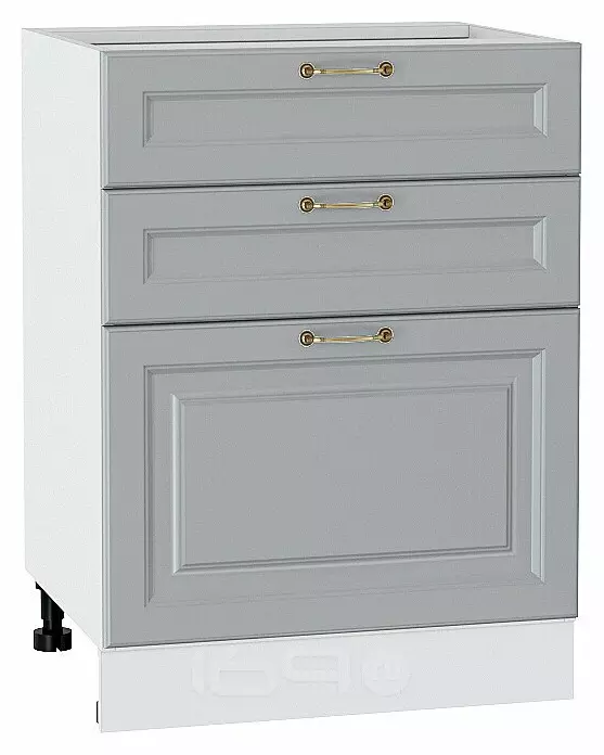 Шкаф нижний с 3-мя ящиками Ницца Графит/Белый 816*600*480