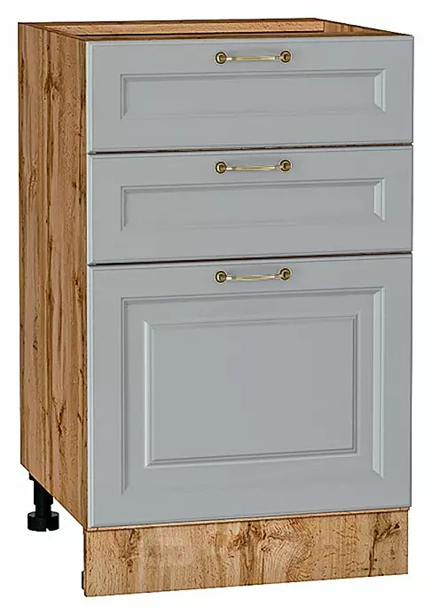 Шкаф нижний с 3-мя ящиками Ницца Графит/Дуб Вотан 816*500*478
