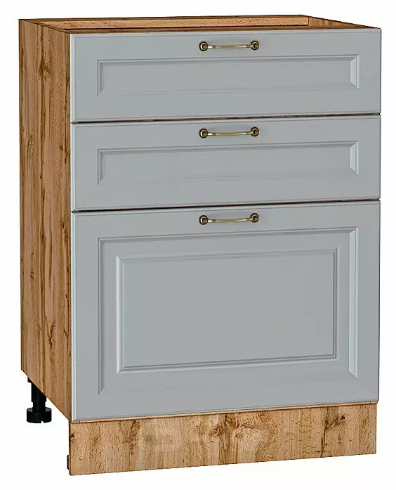 Шкаф нижний с 3-мя ящиками Ницца Графит/Дуб Вотан 816*600*480