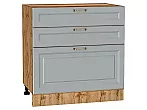 Шкаф нижний с 3-мя ящиками Ницца Графит/Дуб Вотан 816*800*478