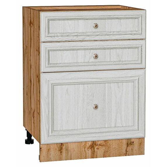 Шкаф нижний с 3-мя ящиками Шале White Dreamline Дуб Вотан 816*600*480