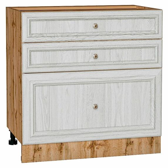 Шкаф нижний с 3-мя ящиками Шале White Dreamline Дуб Вотан 816*800*480
