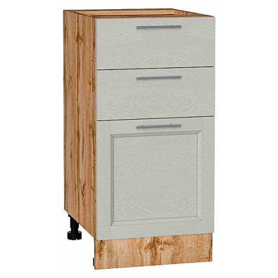 Шкаф нижний с 3-мя ящиками Сканди Cappuccino Softwood Дуб Вотан 816*400*480