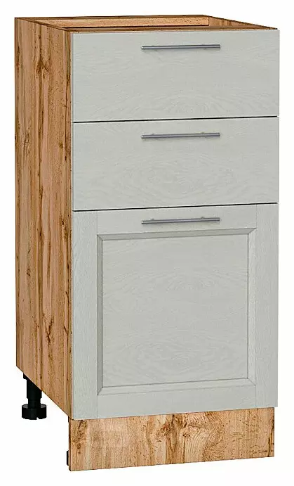 Шкаф нижний с 3-мя ящиками Сканди Cappuccino Softwood Дуб Вотан 816*400*480