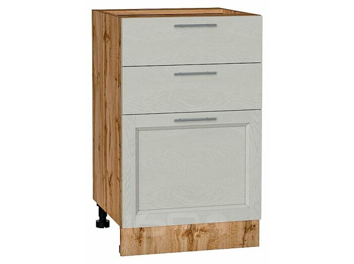 Шкаф нижний с 3-мя ящиками Сканди Cappuccino Softwood Дуб Вотан 816*500*480