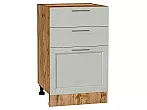Шкаф нижний с 3-мя ящиками Сканди Cappuccino Softwood Дуб Вотан 816*500*480