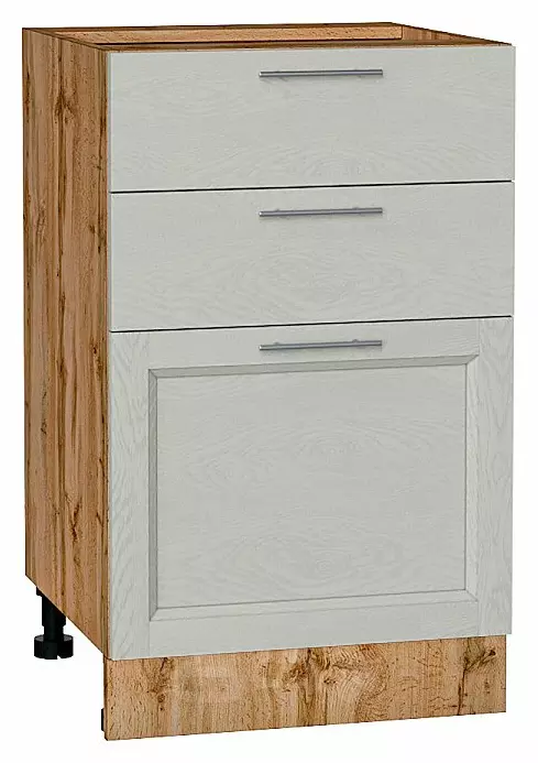 Шкаф нижний с 3-мя ящиками Сканди Cappuccino Softwood Дуб Вотан 816*500*480