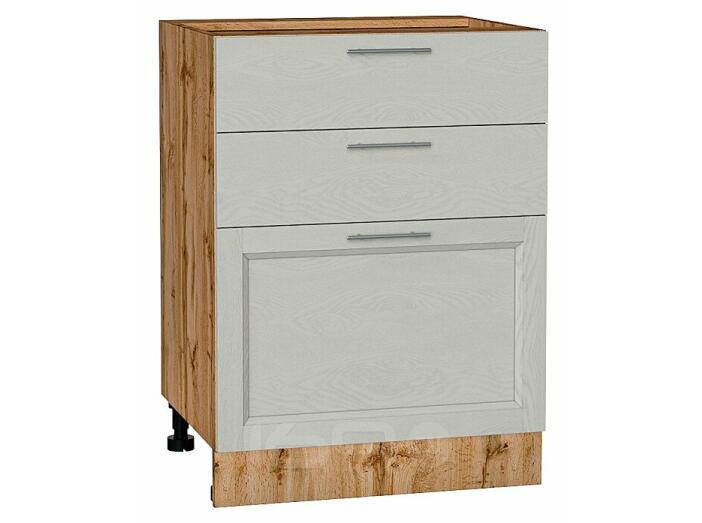 Шкаф нижний с 3-мя ящиками Сканди Cappuccino Softwood Дуб Вотан 816*600*480
