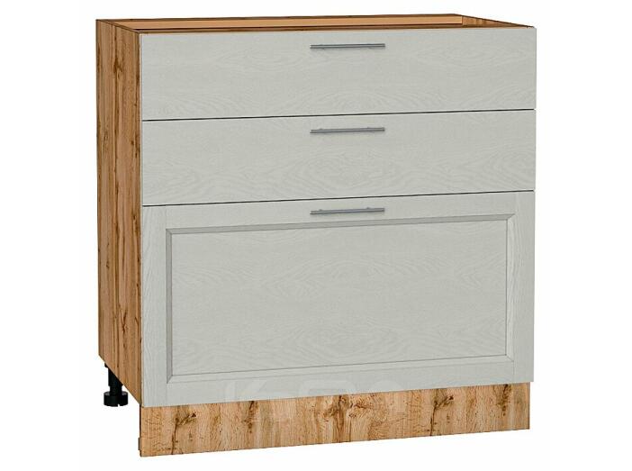 Шкаф нижний с 3-мя ящиками Сканди Cappuccino Softwood Дуб Вотан 816*800*480