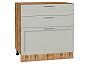 Шкаф нижний с 3-мя ящиками Сканди Cappuccino Softwood Дуб Вотан 816*800*480
