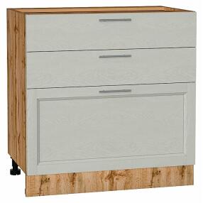 Шкаф нижний с 3-мя ящиками Сканди Cappuccino Softwood Дуб Вотан 816*800*480