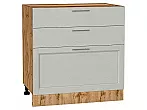 Шкаф нижний с 3-мя ящиками Сканди Cappuccino Softwood Дуб Вотан 816*800*480