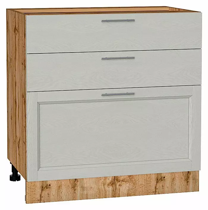 Шкаф нижний с 3-мя ящиками Сканди Cappuccino Softwood Дуб Вотан 816*800*480