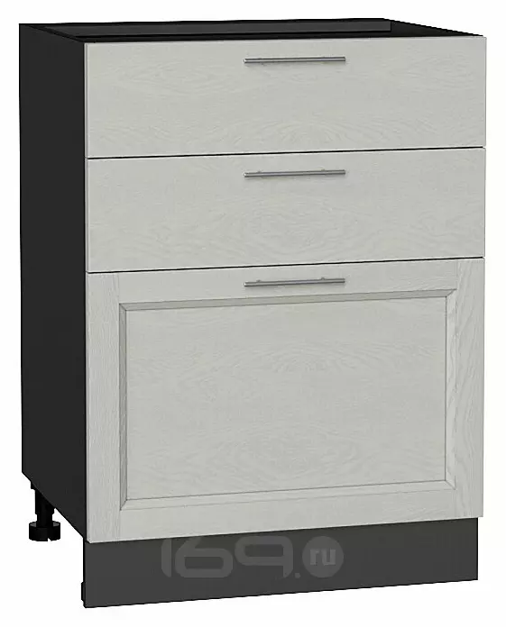Шкаф нижний с 3-мя ящиками Сканди Cappuccino Softwood Graphite 816*600*480