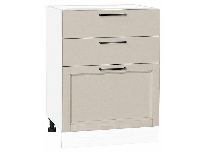 Шкаф нижний с 3-мя ящиками Сканди Cream Silkwood/Белый 816*600*480