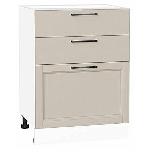 Шкаф нижний с 3-мя ящиками Сканди Cream Silkwood/Белый 816*600*480