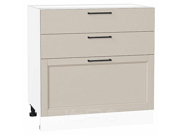 Шкаф нижний с 3-мя ящиками Сканди Cream Silkwood/Белый 816*800*480