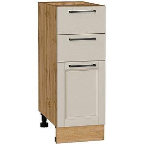 Шкаф нижний с 3-мя ящиками Сканди Cream Silkwood/Дуб Вотан 816*300*480
