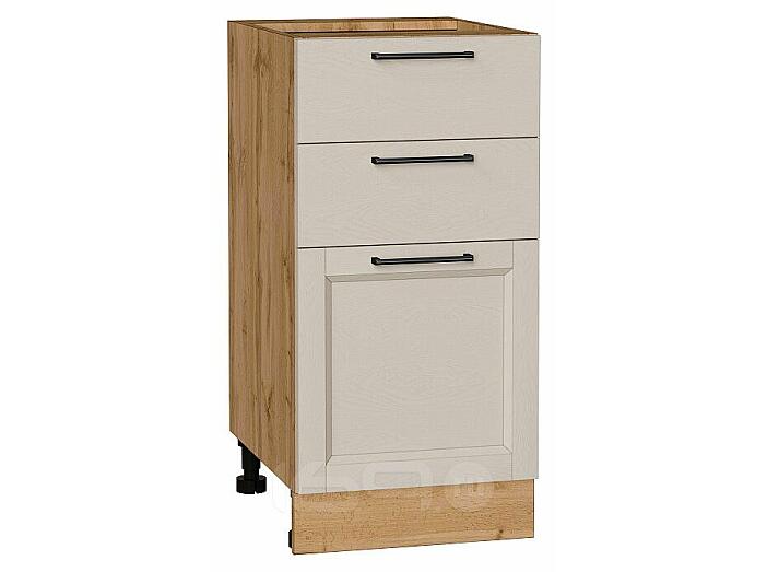 Шкаф нижний с 3-мя ящиками Сканди Cream Silkwood/Дуб Вотан 816*400*480